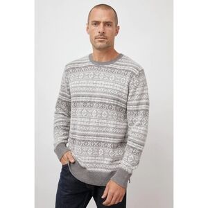 Rails | Men's Carlisle Fair Isle Sweater in Silver Icicle Size Medium